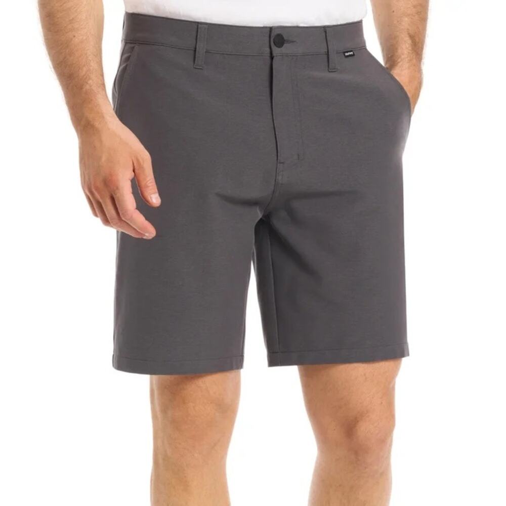 Hurley Men’s Hybrid Grey Clasic Flat Front Stretch Zipper Pocket Shorts size 30